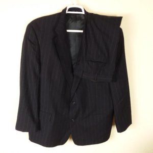 BURBERRY Wool Blazer Pants Navy Blue Pen Striped
